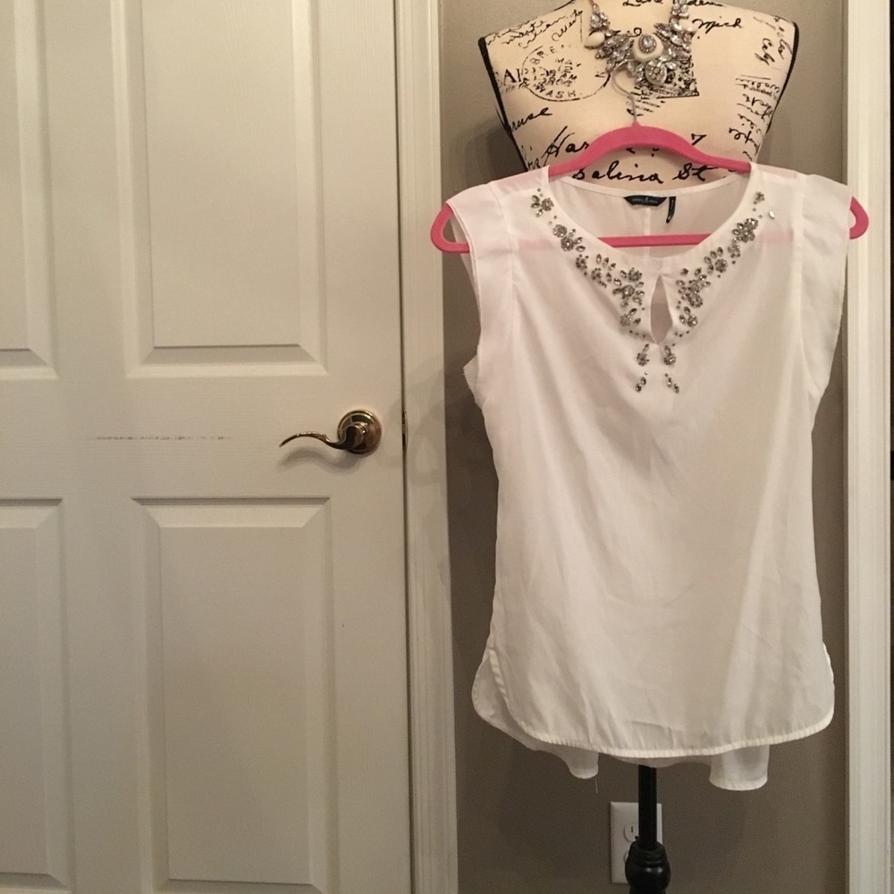 Marciano white embellished top xs